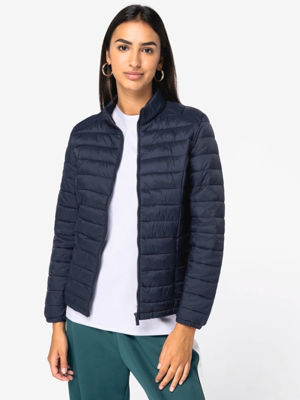 Primark Navy Lightweight Puffer Jacket Cropped Zip Quilted Coat Size M